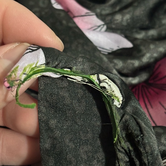 White House Black Market Black and Pink Floral Halter Top - Picture 4 of 6